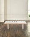 Worlds Away Caspian Channel-tufted Bench, 52" In White