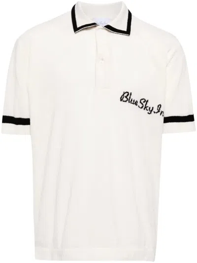 Blue Sky Inn Logo-embroidered Knitted Polo Shirt In White