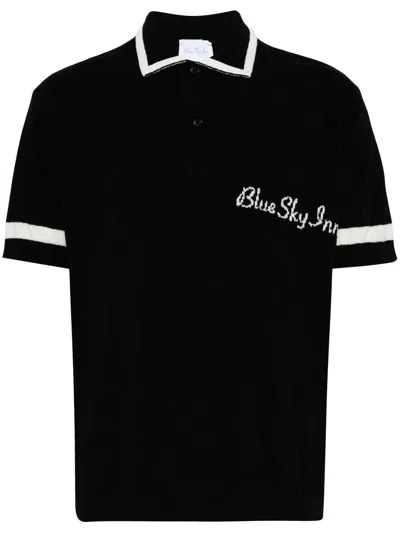 Blue Sky Inn Logo-jacquard Polo Top In Black