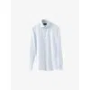Eton Mens Light Blue Striped Slim-fit Linen Shirt