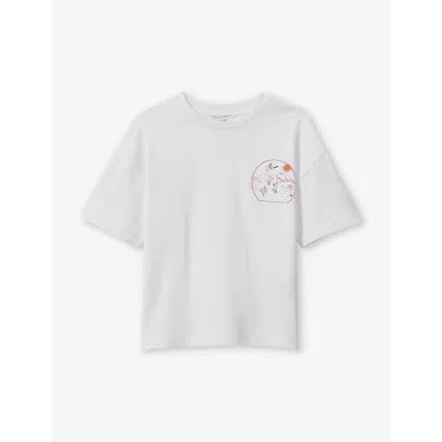 Reiss Kids' Monte Graphic-print Cotton-jersey T-shirt 3-13 Years In Optic White/ora