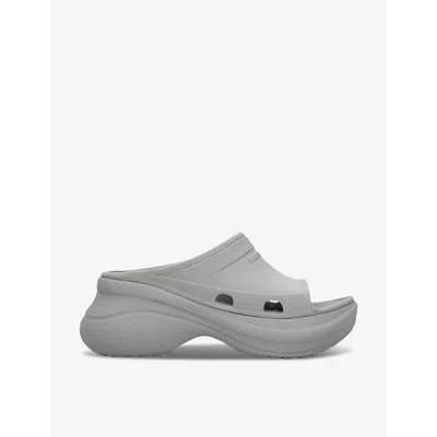 Balenciaga Womens Grey X Crocs Pool Rubber Sliders