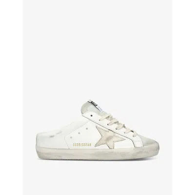 Golden Goose Super Star Sabot 11702 Logo-print Leather Slip-on Trainers In White/comb