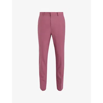 Allsaints Mens Pink Aura Straight-leg Skinny-fit Stretch-woven Trousers
