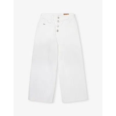Polo Ralph Lauren Kids' Girls' Logo Text-patch Denim Jeans In White