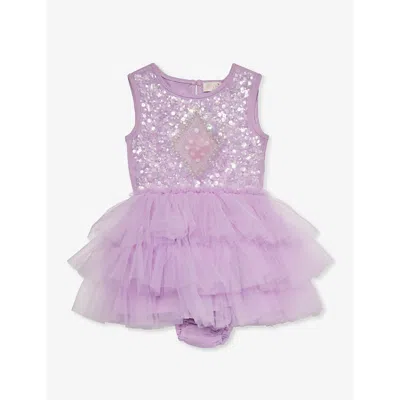 Tutu Du Monde Babies'  Lilac Thistle Mirror Ball Gem-embellished Tulle And Cotton-jersey Dress 6-24 Months