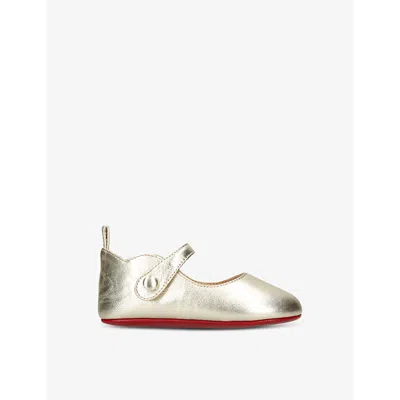 Christian Louboutin Kids' Baby Love Chick Metallic-leather Shoes In Gold