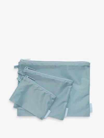 Calpak Compakt Zippered Pouch Set In Powder Blue