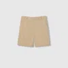 Gucci Double Cotton Twill Shorts With Web In Neutral
