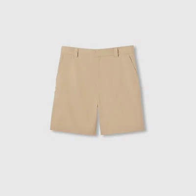 Gucci Double Cotton Twill Shorts With Web In Neutral
