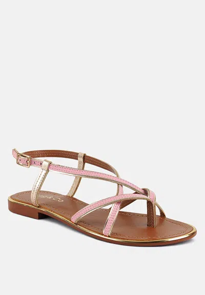 Rag & Co Pheobe Strappy Pink Flat Sandals In Pink/purple