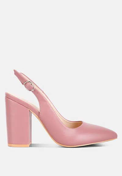 London Rag Creidne Block Heel Pointed Toe Sandals In Pink