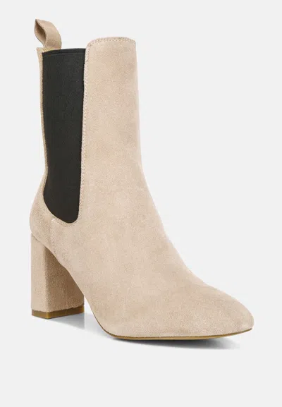 Rag & Co Gaven Suede High Ankle Chelsea Boots In Sand In Beige
