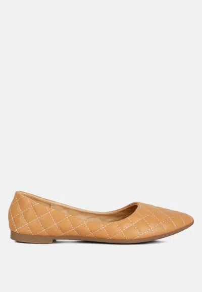 London Rag Rikhani Quilted Detail Ballet Flats In Brown