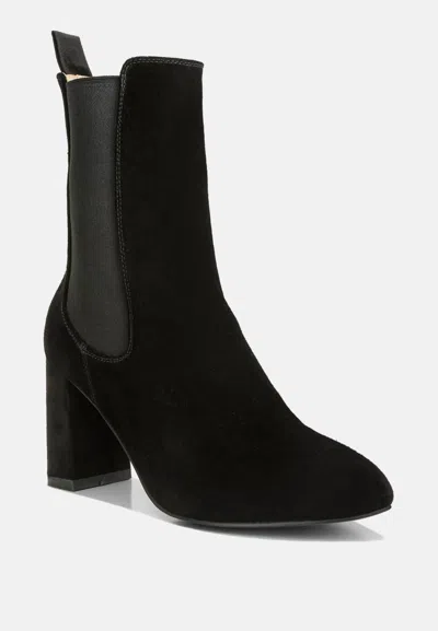 Rag & Co Gaven Suede High Ankle Chelsea Boots In Black