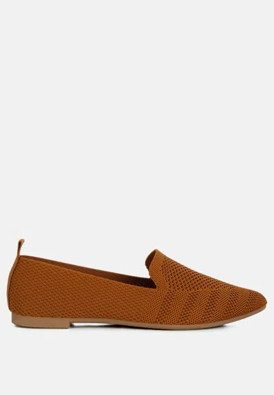London Rag Akili Knit Textile Solid Flats In Brown