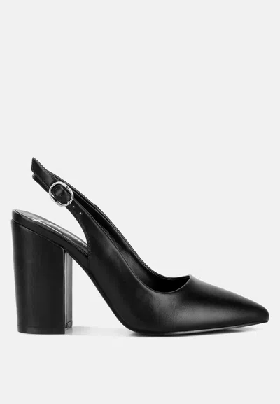 London Rag Creidne Block Heel Pointed Toe Sandals In Black