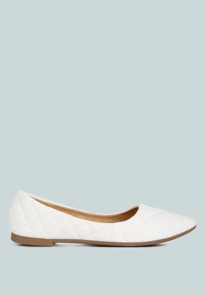 London Rag Rikhani Quilted Detail Ballet Flats In White