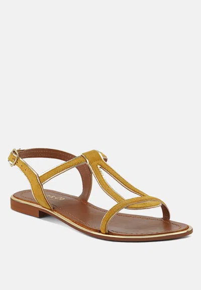 Rag & Co Feodora Yellow Flat Slip-on Sandals