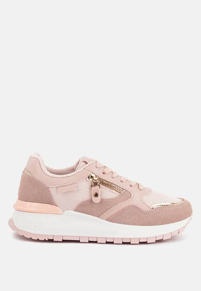 London Rag Juliette Chain Detailing Lace Up Sneakers In Pink