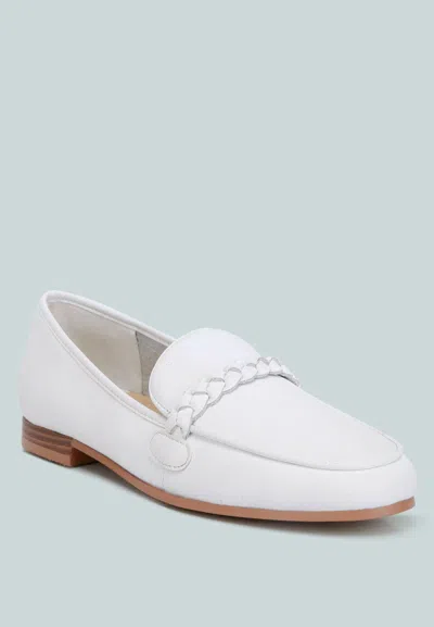 Rag & Co Kita Braided Strap Detail Loafers In White