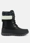London Rag Delphine Knitted Collar Lace Up Boots In Black