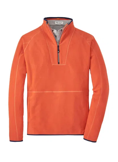 Peter Millar Thermal Flow Micro Fleece Half Zip Sweater In Burning Sunset In Orange