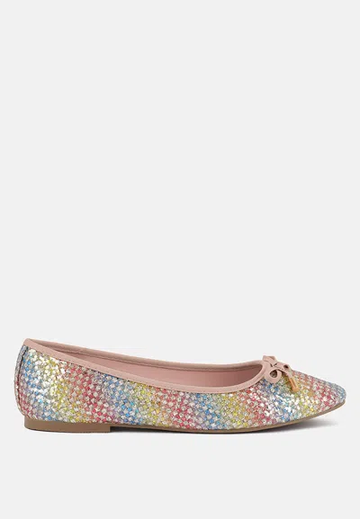 London Rag Harriet Glitter Faux Leather Flat Ballerinas In Multi