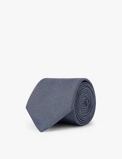 Reiss Mens Airforce Blue Ceremony Textured Silk-blend Tie