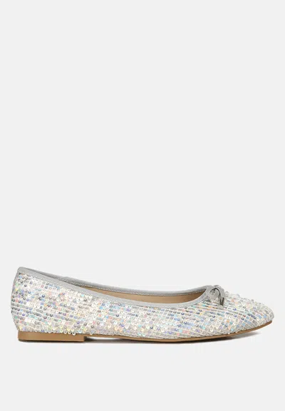 London Rag Lettie Sequin Embellished Ballet Flats In Silver