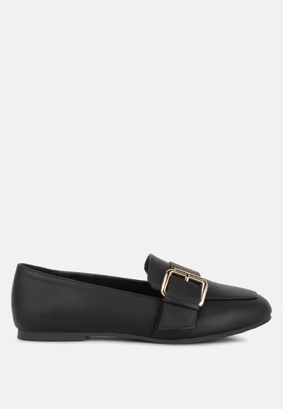 London Rag Saskia Pin Buckle Detail Loafers In Black