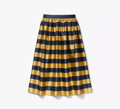 Kate Spade Awning Stripe Midi Skirt In New Gold Luxor/blazer Blue