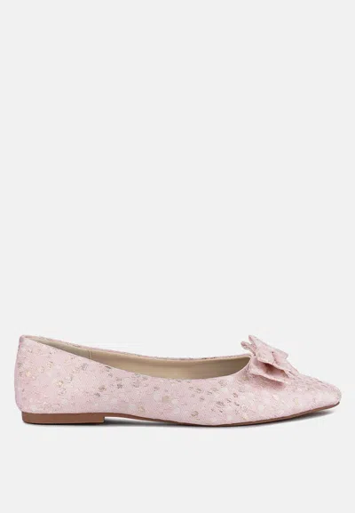 London Rag Cicely Jacquard Bow Embellished Ballet Flats In Pink