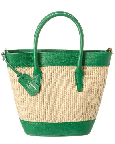 Persaman New York Rosalie Raffia & Leather Tote In Green