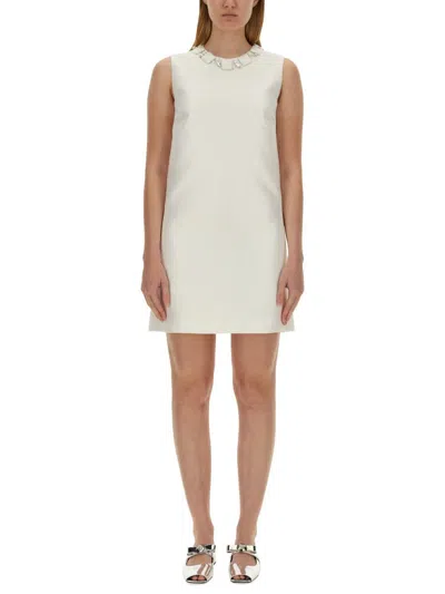 Versace Mini Duchesse Dress With Crystals In White