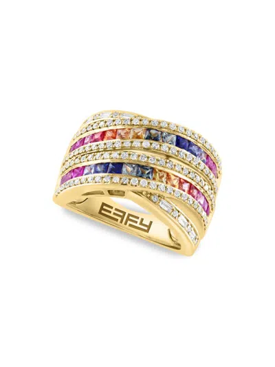 Effy Women's 14k Yellow Gold, Diamond & Multi Sapphire Ring