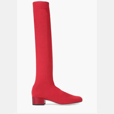 Pre-owned René Caovilla Rene Caovilla Cashmere Tall Boots Size 35 In Red