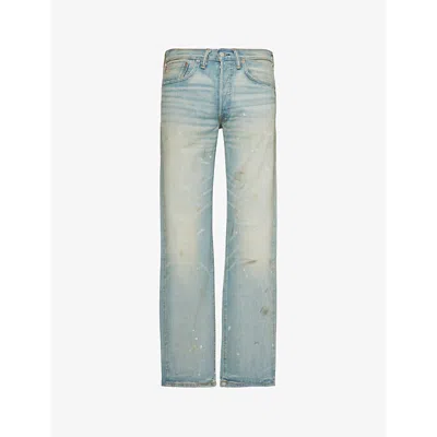 Rrl Distressed Straight-leg Jeans In Camden Wash