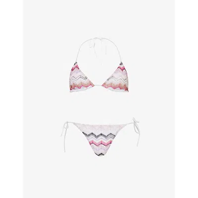 Missoni Chevron Triangle-cup Bikini In Multicolor Pink Tones