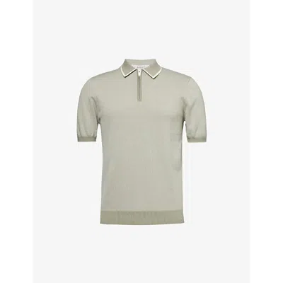 Arne Zipped Cotton-knit Polo Shirt In Sage