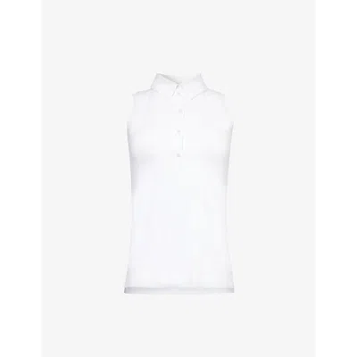 Lululemon Sleeveless Polo-collar Stretch-recycled Nylon Top In White