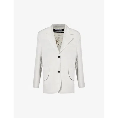 Jacquemus La Veste Titolo Oversize Blazer In Light Grey