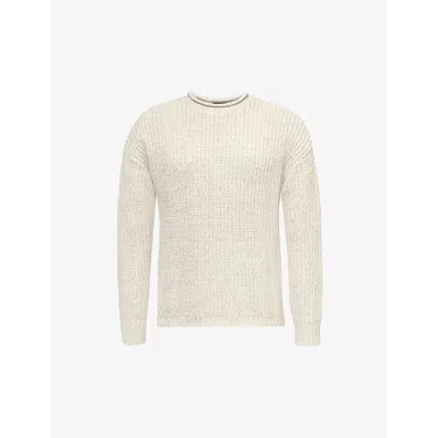 Rrl Relaxed-fit Crewneck Cotton And Linen-bend Jumper In Raw White