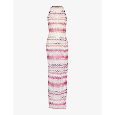 Missoni Zigzag Maxi Dress In Multicolor Pink Tones