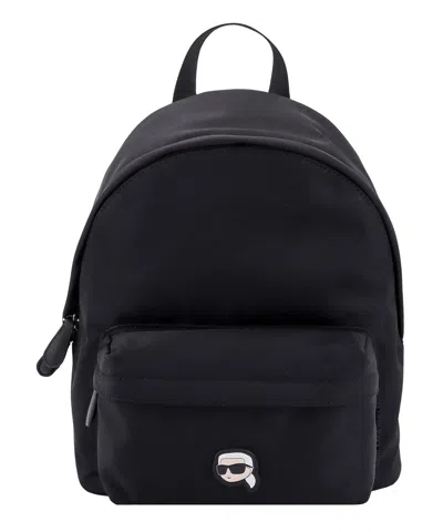 Karl Lagerfeld Ikonik Appliqué-detail Backpack In Black