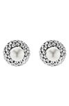 Lagos Sterling Silver Signature Caviar Cultured Freshwater Pearl Front-back Earrings In Pearl