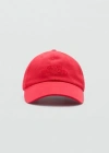 Mango Embroidered Message Cap Red In Rouge