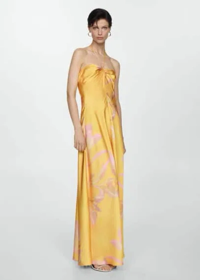 mango printed satin dress Mango Printed Satin Dress Yellow In Jaune