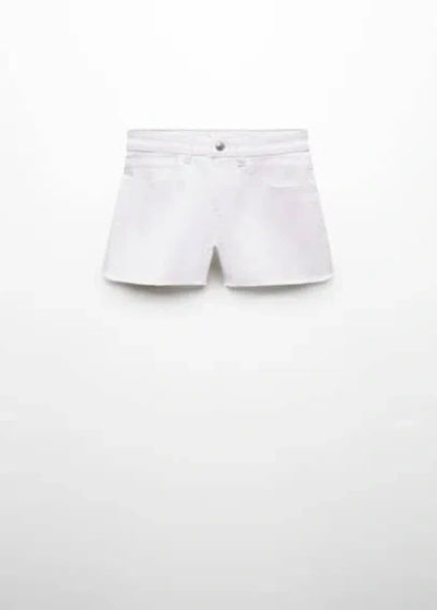 Mango Kids' Short Jean Taille Normale In Blanc Cassé