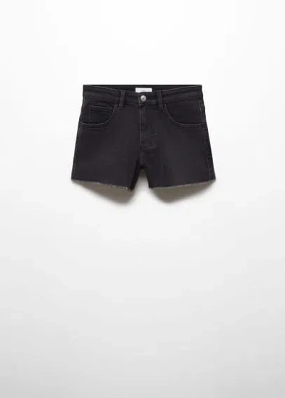 Mango Kids' Short Jean Taille Normale In Black Denim